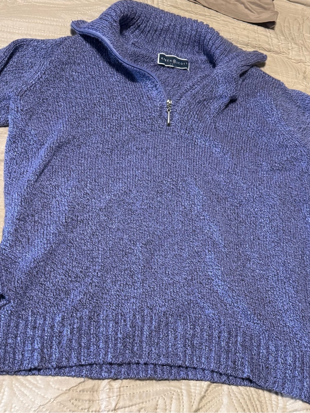 Karen Scott Women’s Half-Zip Sweater Pullover - Purple. Medium